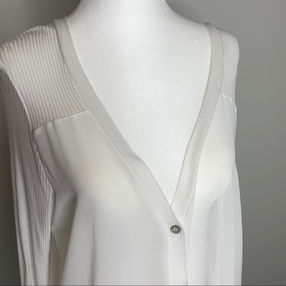 Neiman Marcus White Chiffon Sweater Tunic Medium - Picture 2 of 7